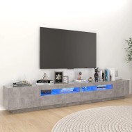 Comodă tv cu lumini led, gri beton, 260x35x40 cm