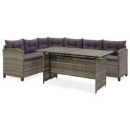 Set mobilier de grădină cu perne, 2 piese, gri, poliratan