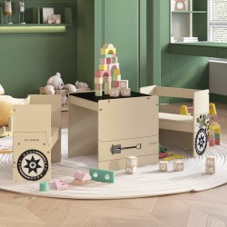 Set masă&scaune pentru copii 3 piese model mașină off-road mdf