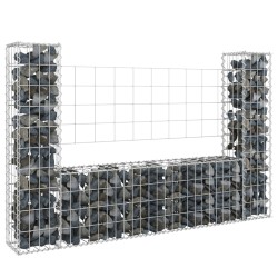 Coș de gabion în formă de u, 2 stâlpi, 140x20x100 cm, fier