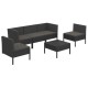 Set mobilier de grădină cu perne, 6 piese, negru, poliratan