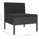 Set mobilier de grădină cu perne, 6 piese, negru, poliratan