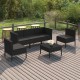 Set mobilier de grădină cu perne, 6 piese, negru, poliratan