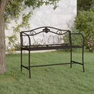 Bancă de grădină cu 2 locuri, negru, 104 cm, oțel