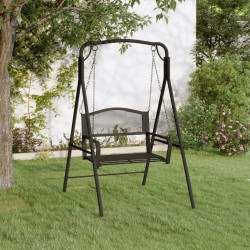 Bancă balansoar, negru, 124 cm, oțel