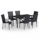 Set mobilier de grădină, 7 piese, negru