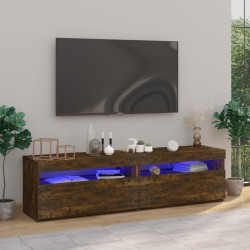 Comodă tv cu lumini led, 2 buc., stejar afumat, 75x35x40 cm