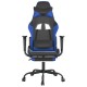 Scaun de gaming masaj/suport picioare negru&albastru piele eco
