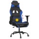 Scaun de gaming masaj/suport picioare negru&albastru piele eco
