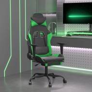 Scaun gaming de masaj/suport picioare, negru/verde, piele eco
