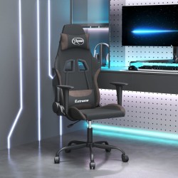 Scaun de gaming cu masaj, negru și taupe, material textil