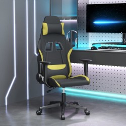 Scaun de gaming cu masaj, negru și verde deschis, textil
