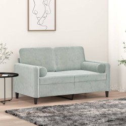 Perne decorative, 2 buc., gri deschis, ø15x50 cm, catifea