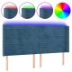 Tăblie de pat cu led, albastru închis, 203x16x118/128cm catifea Tăblie de pat cu led, albastru închis, 203x16x118/128cm catifea