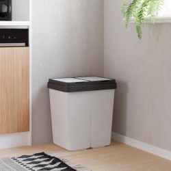 Coș de gunoi dublu, alb, 2x25 l