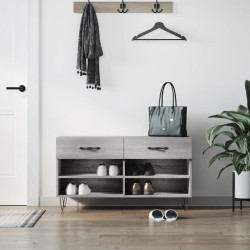 Bancă de pantofi, gri sonoma, 102x35x55 cm, lemn prelucrat