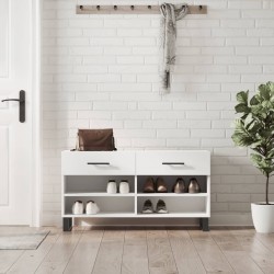 Bancă de pantofi, alb, 102x35x55 cm, lemn prelucrat