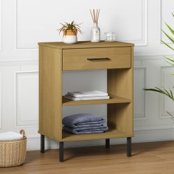 Dulap consolă cu picioare metalice „oslo”, maro, lemn masiv pin