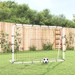 Plasă de ricoșeu fotbal alb și negru, 184x61x123 cm, oțel și pe