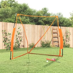 Plasă baseball portabilă portocaliu/negru 183x182x183cm oțel/pe