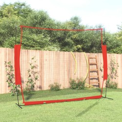 Plasă baseball portabilă, roșu/negru, 369x107x271 cm, oțel/pe