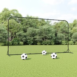 Plasă de ricoșeu fotbal, negru, 366x90x183 cm, hdpe
