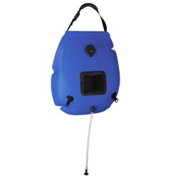 Sac de duș de camping, albastru, 20 l, pvc