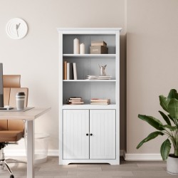 Bibliotecă "bodo", alb, 82x40x173 cm, lemn masiv de pin