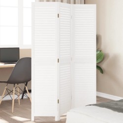 Paravan cameră 3 panouri, alb, lemn masiv paulownia