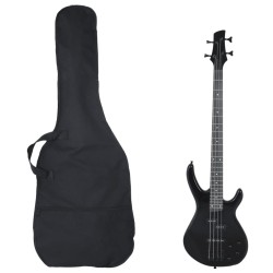 Chitara bass electrică începători, cu husă, negru, 4/4 46"
