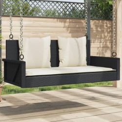 Balansoar cu perne, negru, 119x56x48 cm, poliratan
