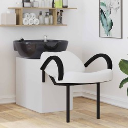 Scaun pentru șampon manual alb și negru 63 x 141 x 92 cm pvc