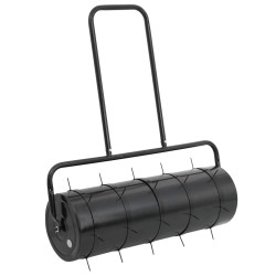 Tăvălug gazon de grădină cleme de aerisire negru 63 l fier/oțel