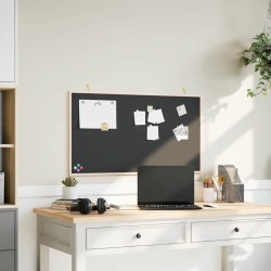 Tablă cu ramă din lemn masiv de pin, neagră, 100x55 cm
