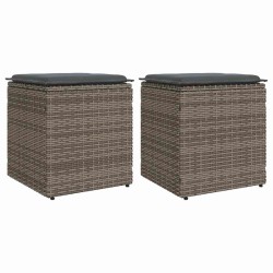 Scaune de grădină cu perne 2 buc gri 40x40x43 cm poly ratan