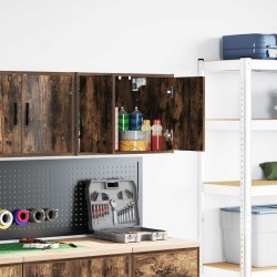 Dulap de perete de garaj din lemn de stejar afumat