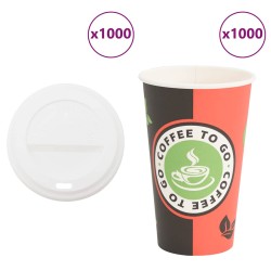 Cești de cafea din hârtie cu capace 1000 buc 16 oz 400 ml