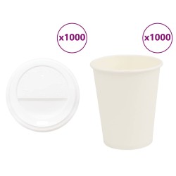 Cești de cafea din hârtie cu capace 1000 buc 8oz 200ml