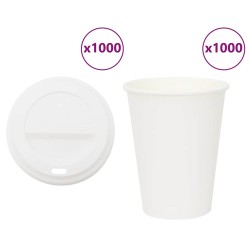 Cești de cafea din hârtie cu capace 1000 buc 12 oz 300 ml