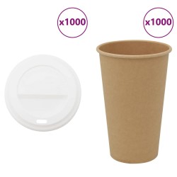 Cești de cafea din hârtie cu capace 1000 buc 16 oz 400 ml