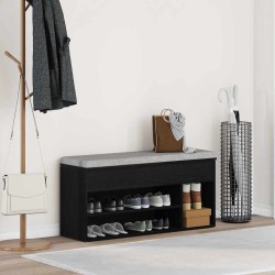 Bancă de pantofi stejar negru 102x30,5x45 cm lemn prelucrat
