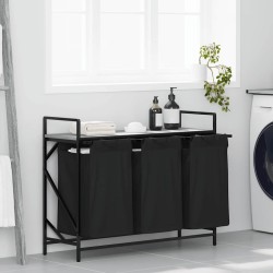 Coș de rufe 3 compartimente cu raft sonoma gri