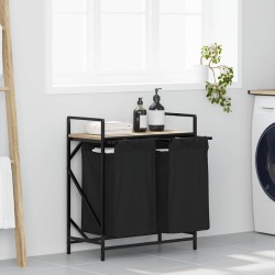 Coș de rufe 2 compartimente cu raft stejar sonoma