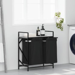 Coș de rufe 2 compartimente cu raft sonoma gri