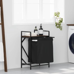 Coș de rufe 1 compartiment cu raft stejar maro