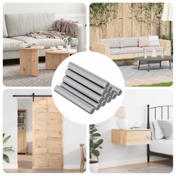 Coroană filetată 12 pcs argintiu 8 x 55 mm oțel