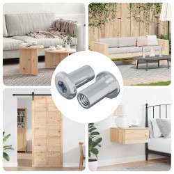 Bucșa cu blocare 2 pcs argintiu m6 x 15 mm oțel