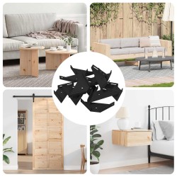 Bracket de colț 12 pcs negru 138,5 x 50,5 x 16 mm fier