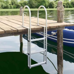 Ladder dock cu 3 pași argintiu 45 x 11,5 x 134 cm aluminiu