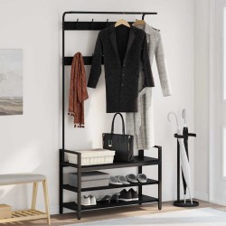 Răcător de paltoane stejar negru 95 x 34 x 184 cm lemn compozit